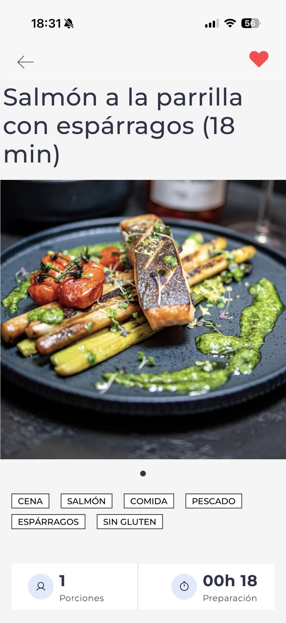 Recetas en la app